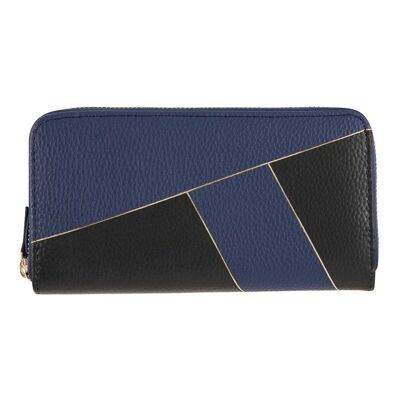 Large women's wallet - navy blue and black