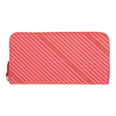 Large women's wallet - red and pink stripes