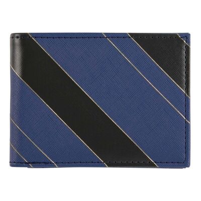 Men's wallet - navy blue and black stripes