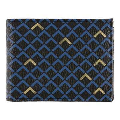 Men's wallet - graphic patterns - blue black gold