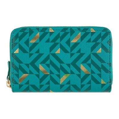 Women's wallet - turquoise green and gold