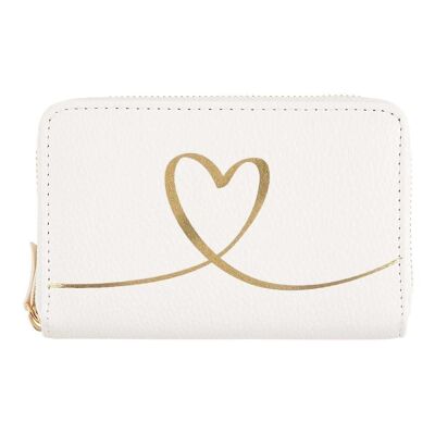 Women's wallet - golden heart - white