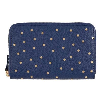 Women's wallet - gold polka dots - navy blue