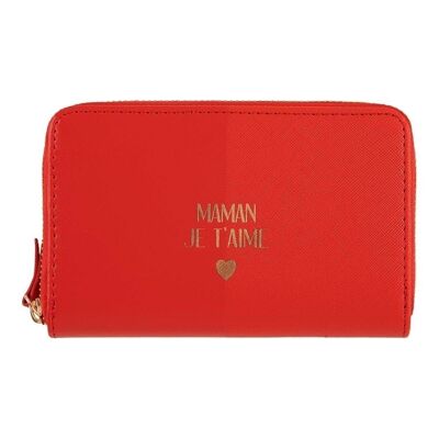 Women's wallet - Maman je t'aime - red