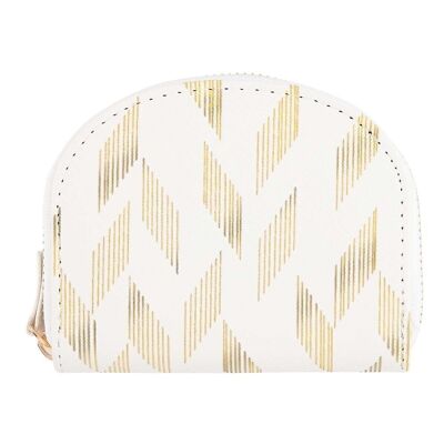 Coin purse - golden lines - white