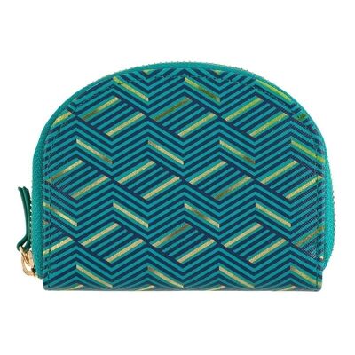 Coin purse - geometric shapes - green and gold