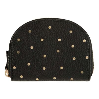 Coin purse - gold polka dots - black