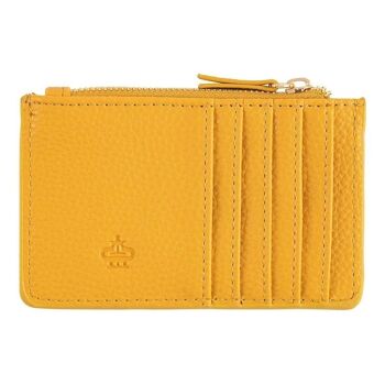 Porte-cartes zippé - feuille dorée - jaune moutarde 2