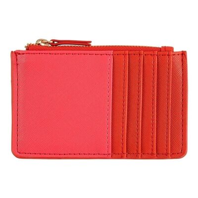 Porte-cartes zippé - rouge et rose