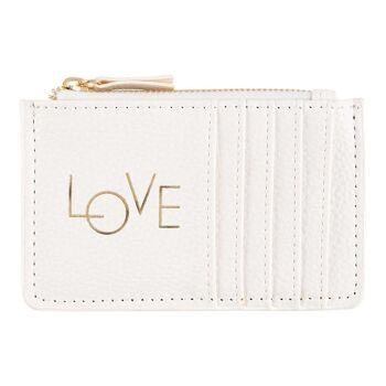 Porte-cartes zippé - Love - blanc 1