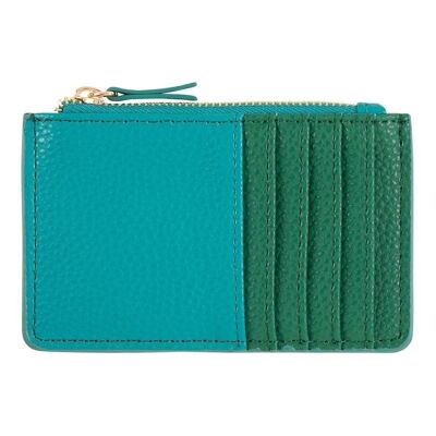 Zipped card holder - turquoise and green