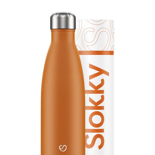 MATTE ORANGE BOTTLE - 500 ML ⎜ botella isotérmica • botella de agua reutilizable • botella aislante • botella termo