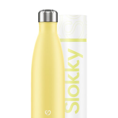 PASTEL YELLOW BOTTLE - 500 ML ⎜ bouteille écologique • bouteille thermos réutilisable • bouteille d'eau durable • bouteille isotherme