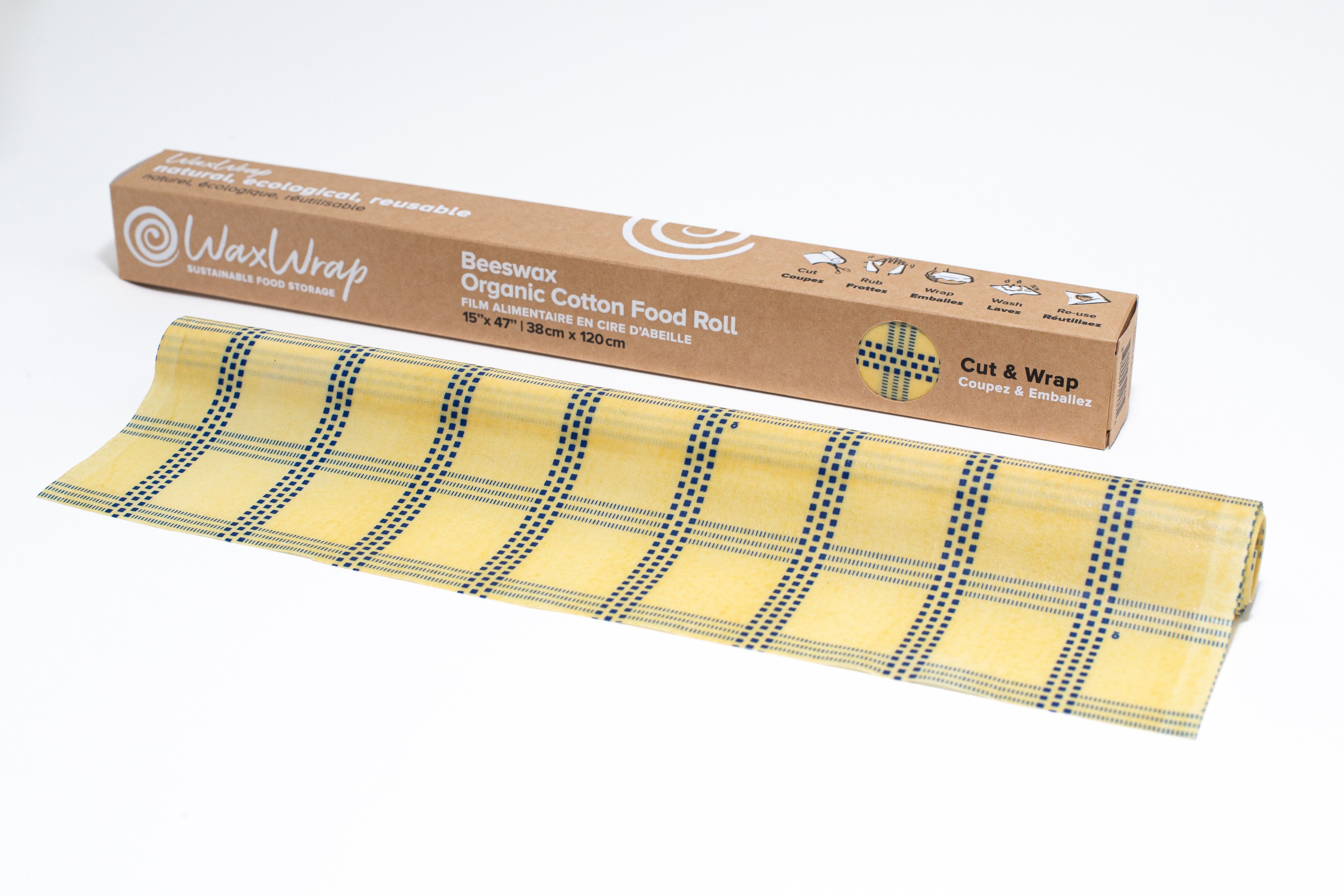 WaxWrap - Involucro alimentare in cotone biologico riutilizzabile ecologico - Rotolo 38x120 cm Yellow River