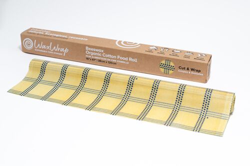 WaxWrap - Emballage alimentaire écologique réutilisable en coton biologique - Rouleau 38x120cm Yellow River