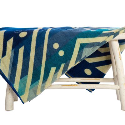 Mini | Couverture indigène en alpaga | Bleu Imbabura | 110 cm x 185 cm
