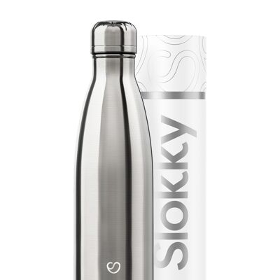 ELEMENT SILVER BOTTLE - 500ML ⎜ eco drinking bottle • reusable thermos bottle • sustainable water bottle • insulated bottle