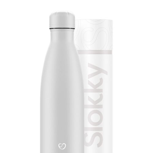 MONO WHITE BOTTLE & LID - 500 ML ⎜ botella isotérmica • botella de agua reutilizable • botella aislante • botella termo