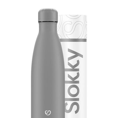 MONO GREY BOTTLE & LID - 500 ML ⎜ thermosflasche  • isolierte trinkflasche • wiederverwendbare flasche • edelstahl thermoskanne