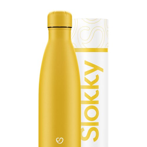 MATTE YELLOW BOTTLE & LID - 500 ML ⎜ thermosflasche  • isolierte trinkflasche • wiederverwendbare flasche • edelstahl thermoskanne