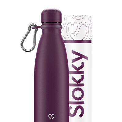 MATTE PURPLE BOTTLE, LID & CARABINER - 500 ML ⎜ thermos flask • insulated trink flask • weedable flask • stainless steel thermos flask