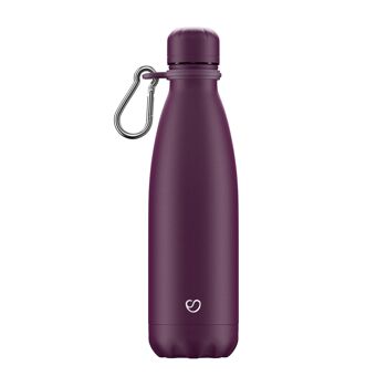 BOUTEILLE VIOLET MAT, COUVERCLE ET MOUSQUETON - 500 ML ⎜ gourde thermos • gourde isotherme • gourde désherbable • gourde thermos inox 3