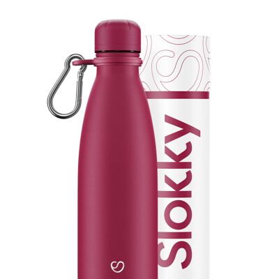 BOTTIGLIA, COPERCHIO E MOSCHETTONE ROSA OPACO - 500 ML ⎜ thermos • borraccia sostenibile • borraccia ecologica • bottiglia termica • thermos riutilizzabile