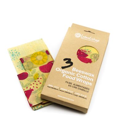 WaxWrap - Ecological reusable organic cotton food wrap - Pack of 3 wraps