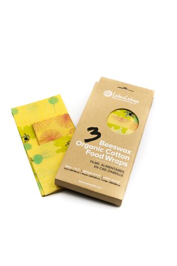 WaxWrap - Emballage alimentaire écologique réutilisable en coton biologique- Pack de 3 films 2