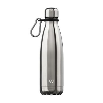 ELEMENT SILVER BOTTLE & CARABINER - 500 ML ⎜ bouteille écologique • bouteille thermos réutilisable • bouteille d'eau durable • bouteille isotherme 3
