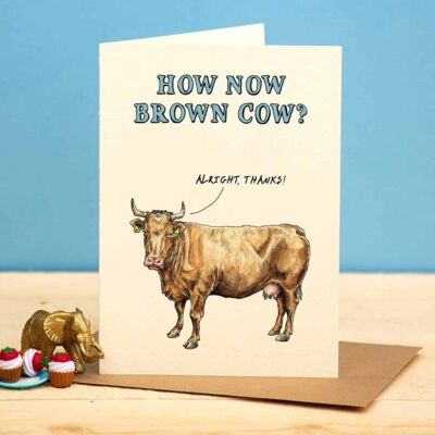 Cómo ahora tarjeta de vaca marrón