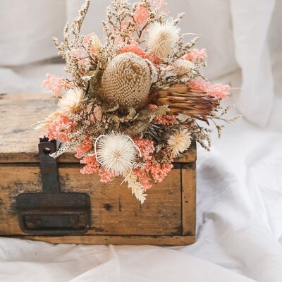 BOUQUET OF DRIED FLOWERS CORAL PINK AND IVORY "SUMMER FEELING" COLLECTION N° 4
