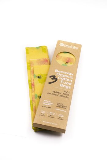 WaxWrap - Emballage alimentaire écologique réutilisable en coton biologique - pack de 3 sacs 2