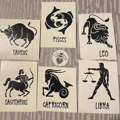 Star Sign Vinyl Decal- Choose from 12 Signs. , Black Gloss , SKU147