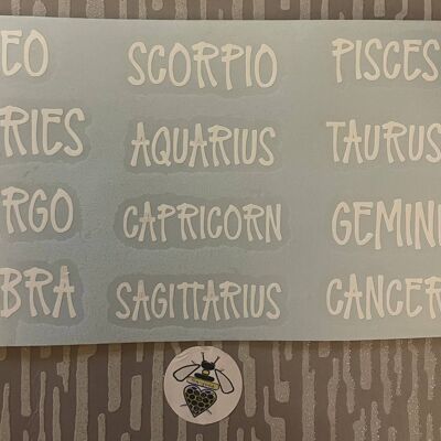 Star Sign Wording Vinyl Decals , Silver Matt , SKU320