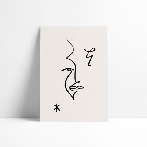 Affiche 30x40 cm – Line Art - visage  étroit