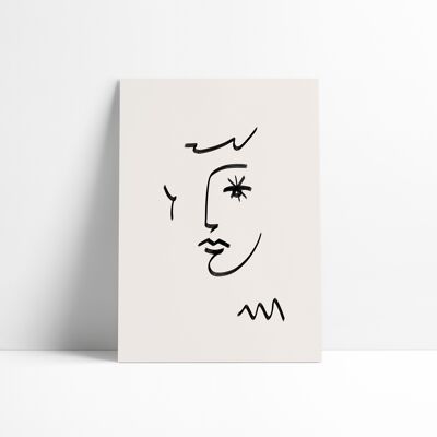 Poster 30x40 cm - Strichzeichnungen - Gesicht mit Sternblick