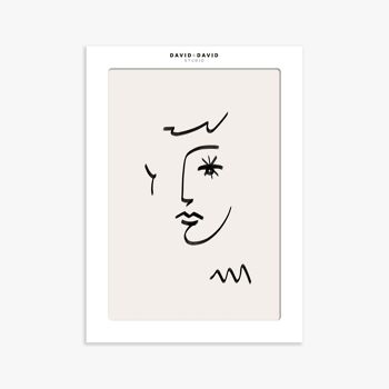 Affiche 30x40 cm – Line Art - visage au regard en étoile 2