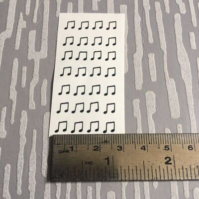 Tiny 5mm Double Musical Note - Vinyl Decals for Nails & Small Projects. , White , SKU707