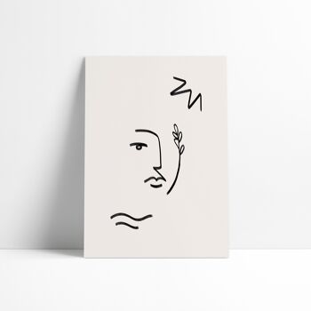 Affiche 30x40 cm – Line Art - visage au rameau 1