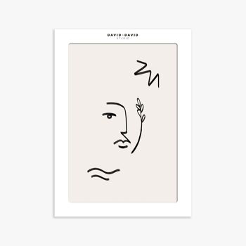 Affiche 30x40 cm – Line Art - visage au rameau 2