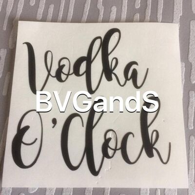 Vodka O Clock Wine Glass Vinyl Decal (2.25"x 2.25") , Black , SKU871