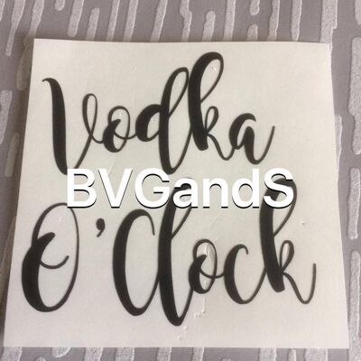 Vodka O Clock Wine Glass Vinyl Decal (2.25"x 2.25") , Red , SKU881