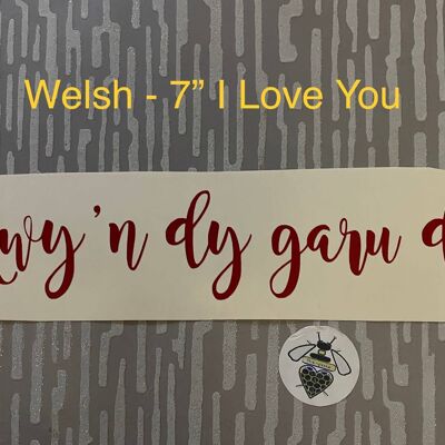 Welsh Wording of I Love You Vinyl Decal (7”) , Silver Holographic , SKU1105