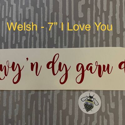 Welsh Wording of I Love You Vinyl Decal (7”) , Christmas Green Glo , SKU1115