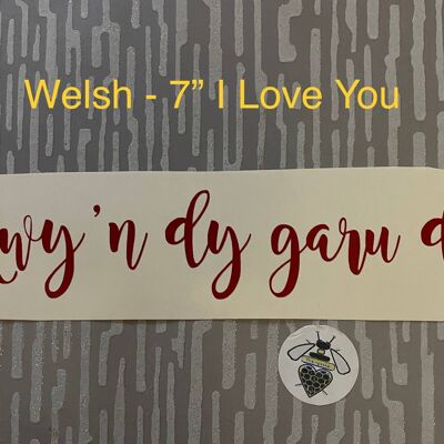 Welsh Wording of I Love You Vinyl Decal (7”) , Flame Red Gloss , SKU1117