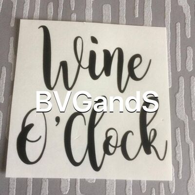 Wine O Clock Wine Glass Vinyl Decal (2.25”x 2.25”) , Gold Matt , SKU1247