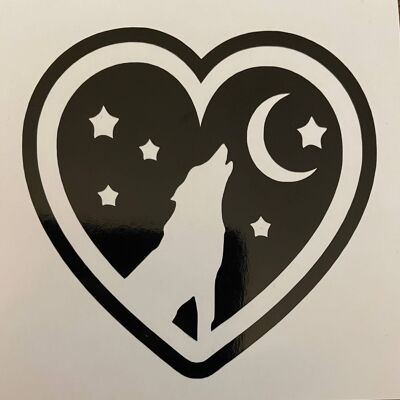 Wolf Heart Vinyl Decal- for Any Projects , Teal Gloss , SKU1281