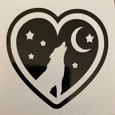 Wolf Heart Vinyl Decal- for Any Projects , Black , SKU1288