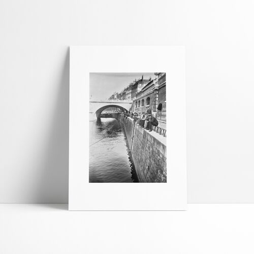 Affiche 30x40 cm –  Paris - pêcheurs sur la Seine